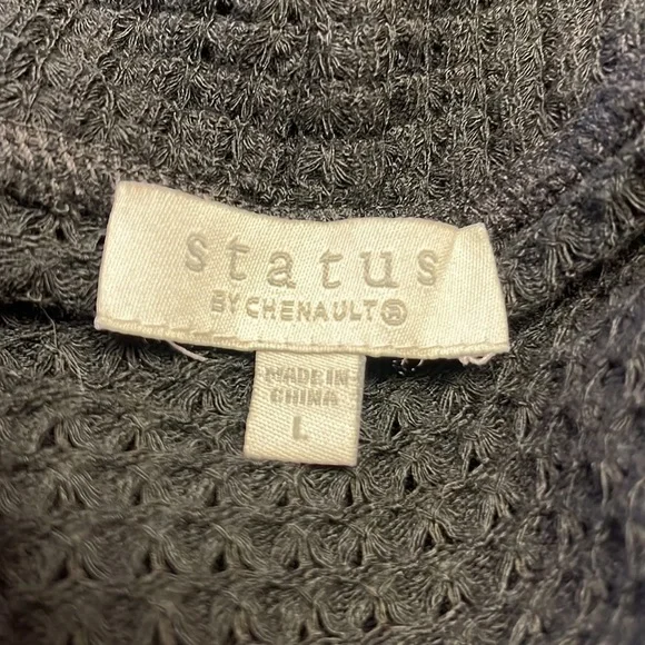 Status by Chenault Black Waffled Fabric Knit Cardigan. D4/A - Picture 8 of 11